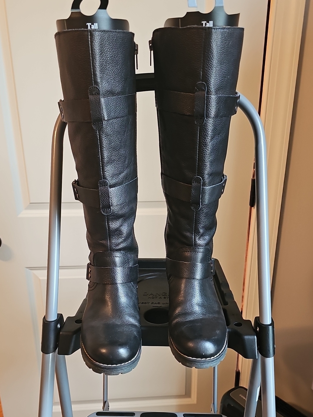 PIKOLINOS Black Tall Leather Buckle Riding Boots